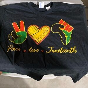 Peace Love Juneteenth T-Shirt, June 19th American / Black T-Shirt / SIZE XL